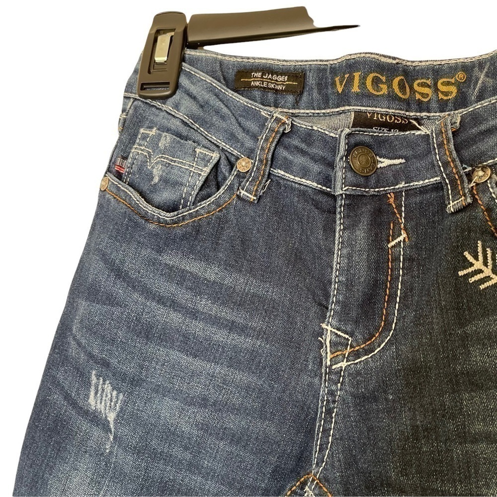 Vigoss Girl's The Jagger Ankle Skinny Super Stretch Denim Jeans Blue Star 12 - Picture 3 of 7